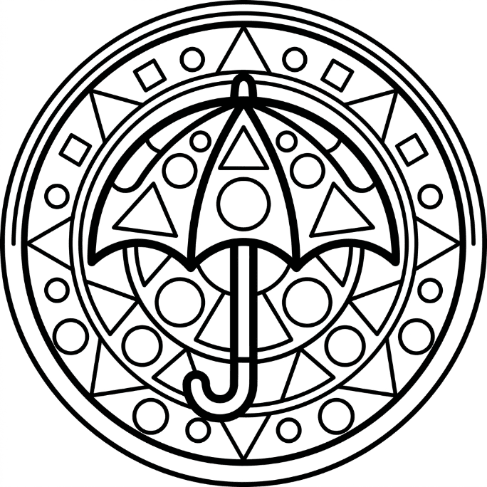 Coloriage Mandala: Parapluie à motifs géométriques Mandalas