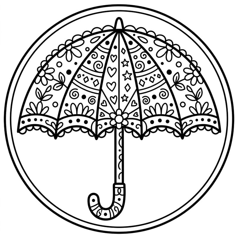 Coloriage Mandala: Parapluie à motifs répétitifs Mandalas