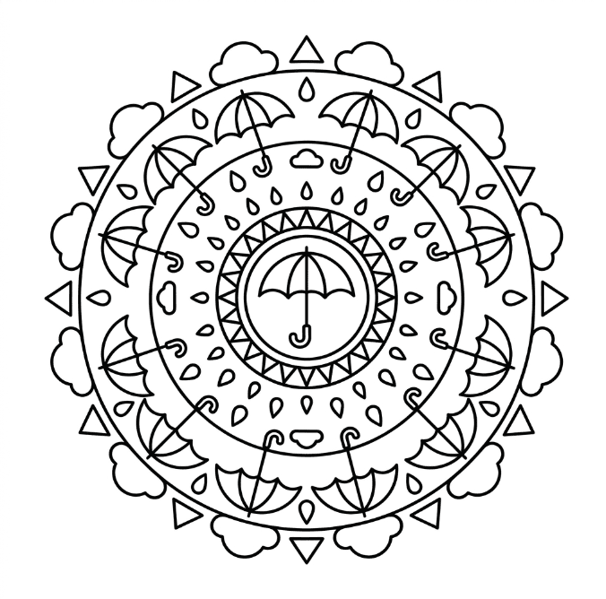 Coloriage Mandala: Parapluie basique Mandalas