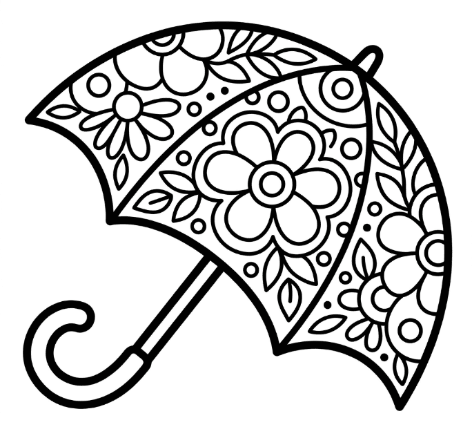 Coloriage Mandala: Parapluie facile Mandalas