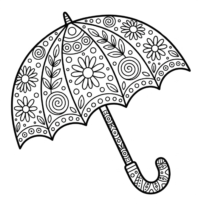 Coloriage Mandala: Parapluie floral Mandalas