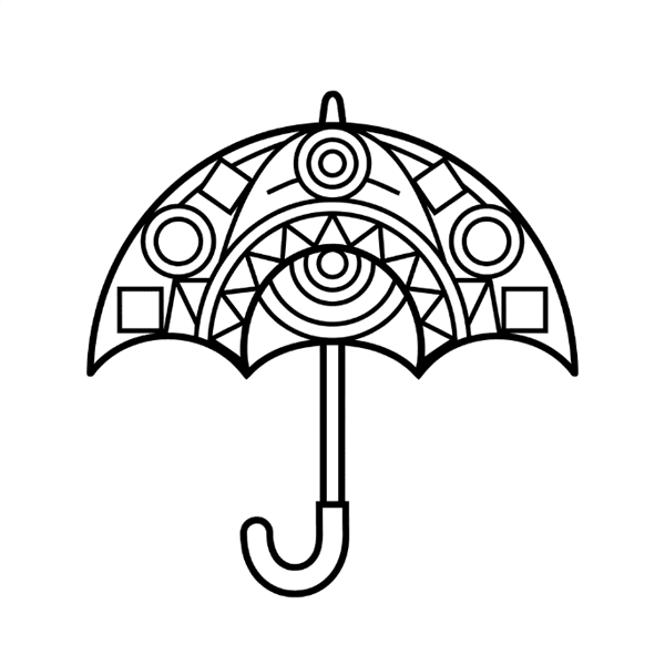 Coloriage Mandala: Parapluie géométrique Mandalas