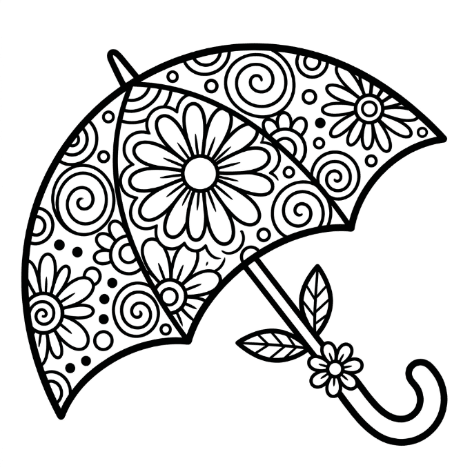 Coloriage Mandala: Parapluie à motif floral Mandalas