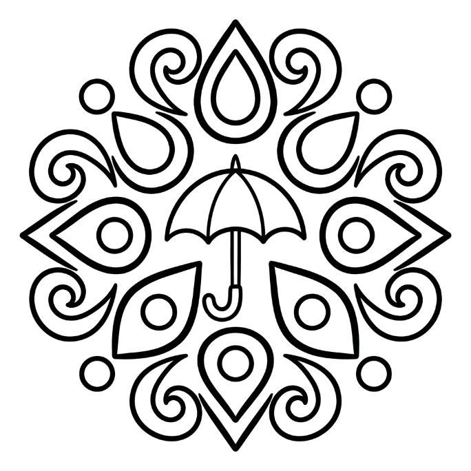 Coloriage Mandala: Parapluie simple Mandalas