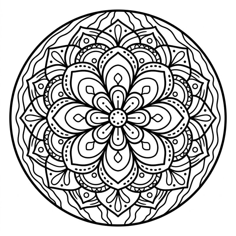 Coloriage Mandala: Pastèque à motifs de pétales Mandalas