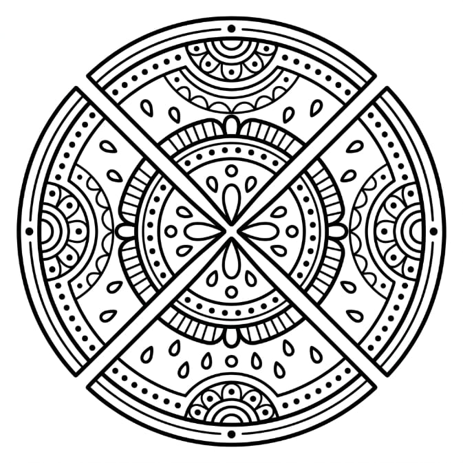 Coloriage Mandala: Pastèque à motifs décoratifs Mandalas