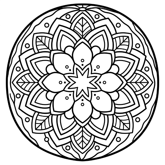 Coloriage Mandala: Pastèque aux motifs simples Mandalas