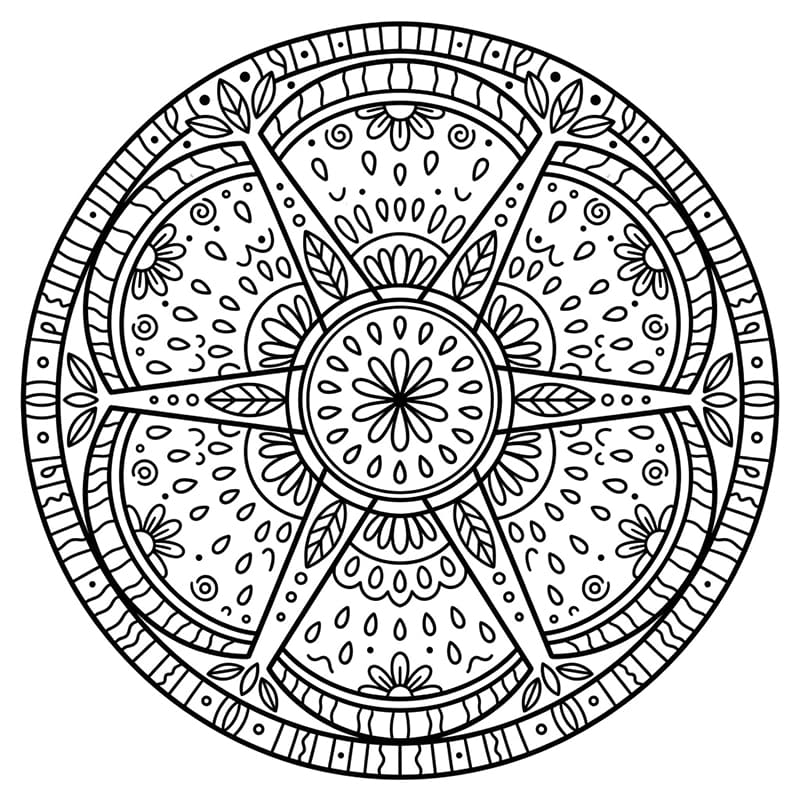 Coloriage Mandala: Pastèque avec des éléments floraux Mandalas