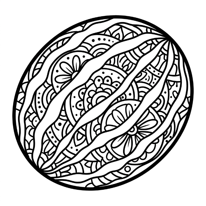 Coloriage Mandala: Pastèque entière Mandalas