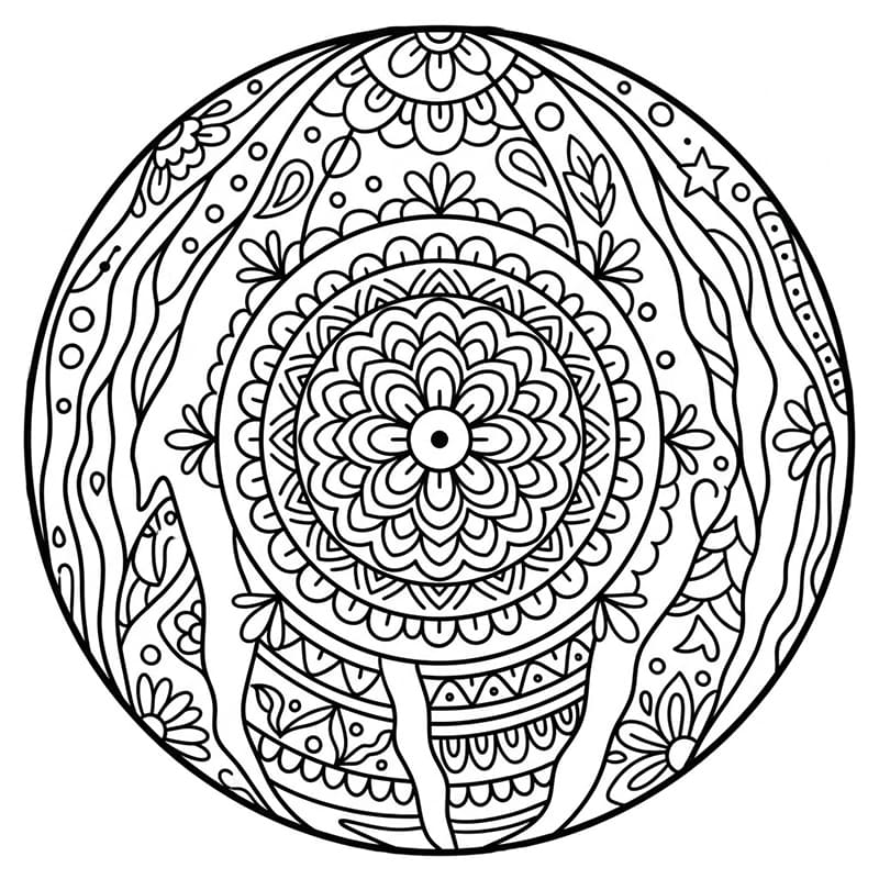 Coloriage Mandala: Pastèque incroyable Mandalas