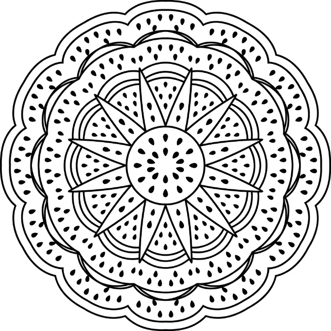Coloriage Mandala: Pastèque juteuse Mandalas