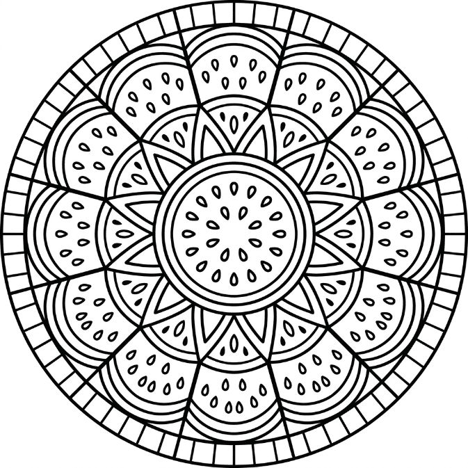 Coloriage Mandala: Pastèque parfaite Mandalas
