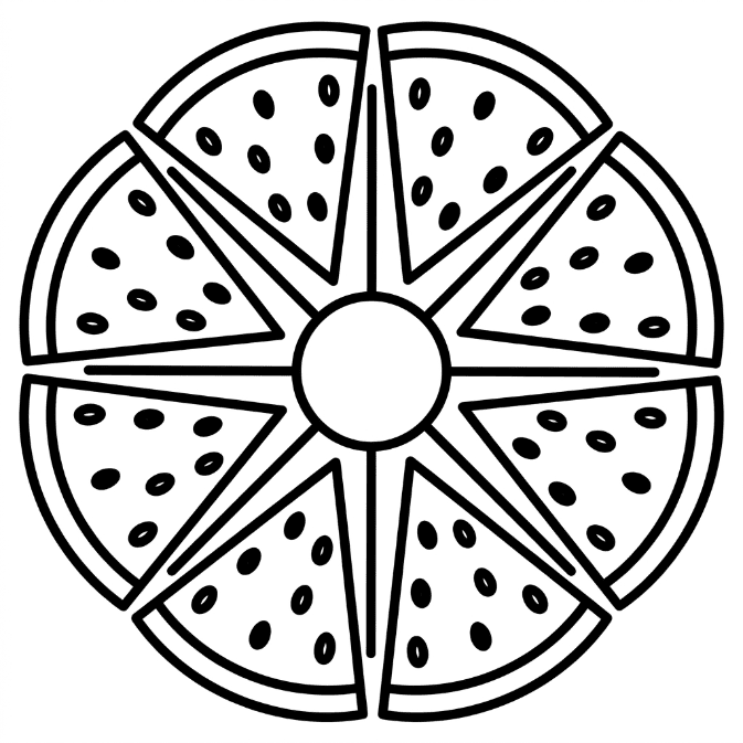 Coloriage Mandala: Pastèque pour la maternelle Mandalas