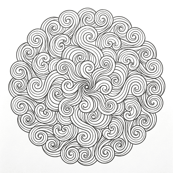 Coloriage Mandala: Simples vagues de l'océan Mandalas