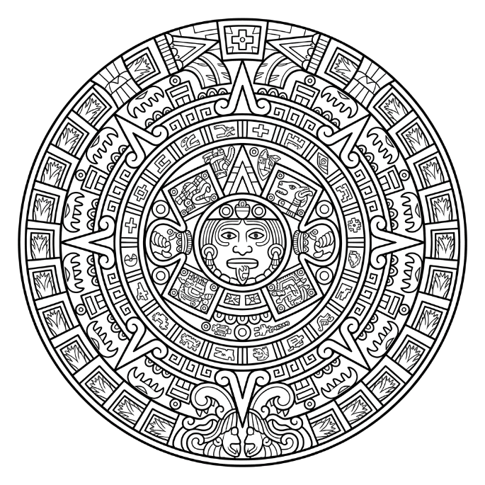 Coloriage Mandala: Symboles Aztèques et sacrés Mandalas