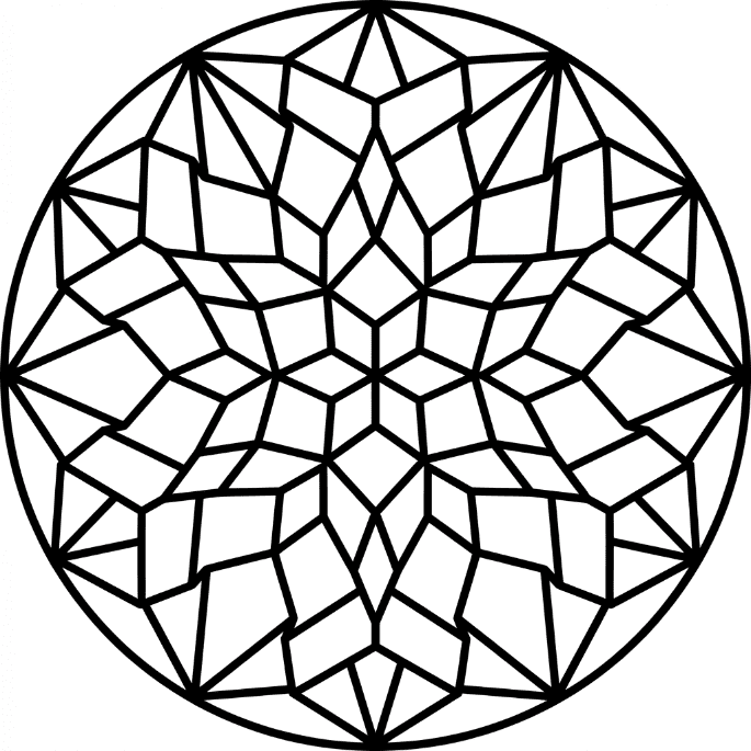 Coloriage Mandala: Symétrie circulaire holographique Mandalas