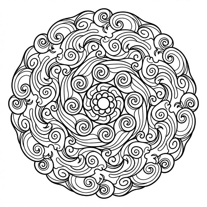 Coloriage Mandala: Vagues océaniques au design relaxant Mandalas