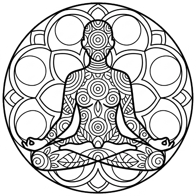 Coloriage Mandala: Yoga avec des motifs circulaires Mandalas