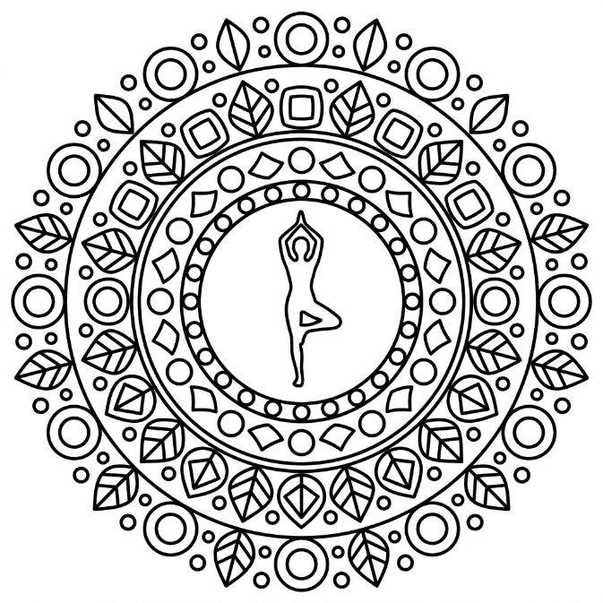 Coloriage Mandala: Yoga et anneaux mandala de base Mandalas