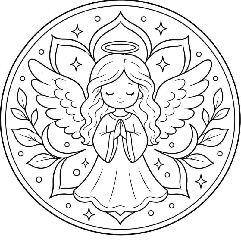 Coloriage Mandala: Adorable ange Mandalas