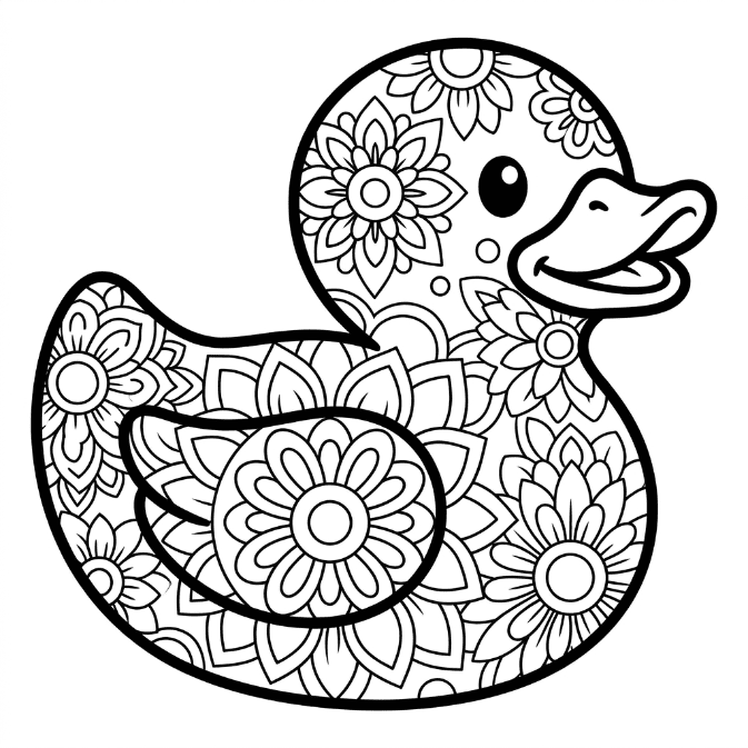 Coloriage Mandala: Adorable canard Mandalas