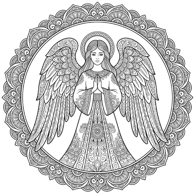 Coloriage Mandala: Ange complexe Mandalas