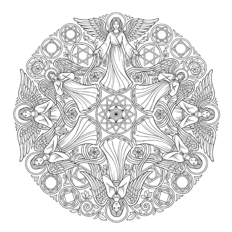 Coloriage Mandala Anges Mandalas