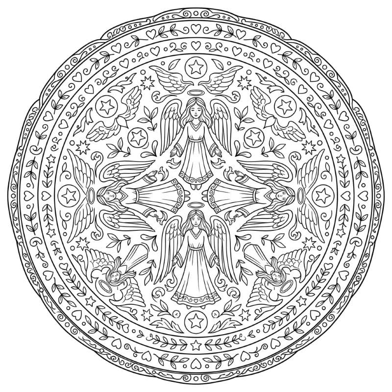 Coloriage Mandala: Anges paisibles Mandalas