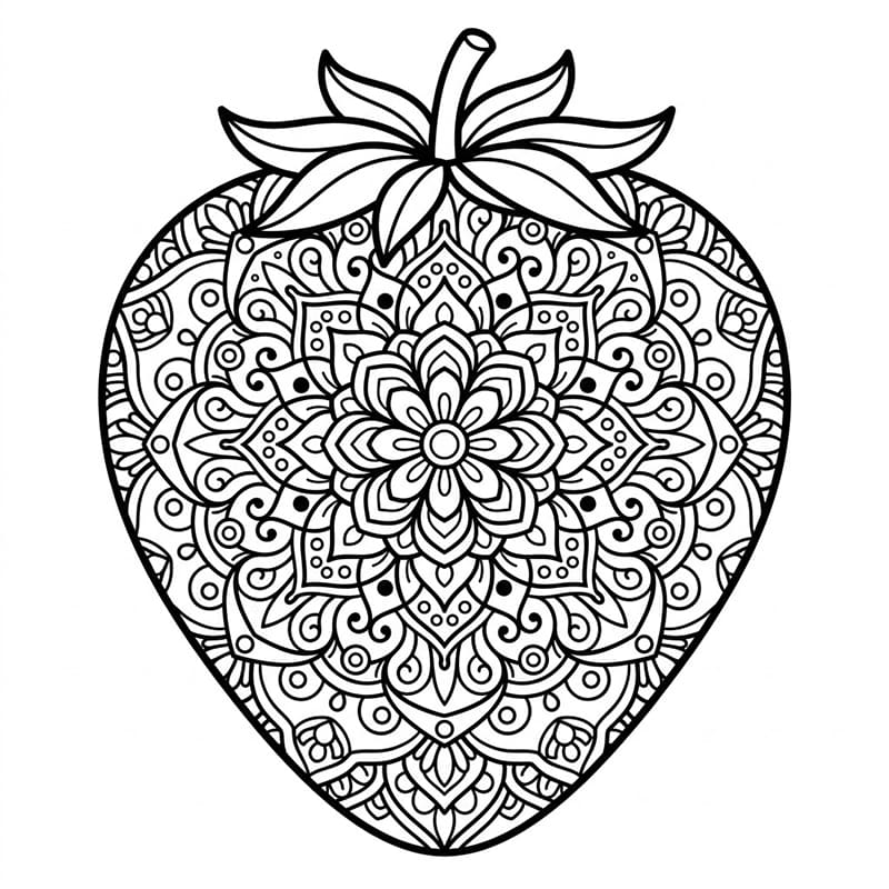 Coloriage Mandala: Belle fraise Mandalas
