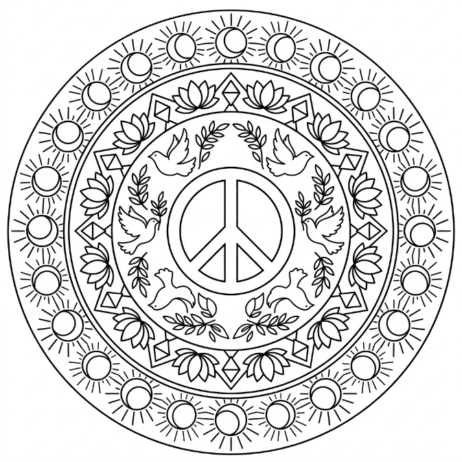 Coloriage Mandala: Belle paix Mandalas