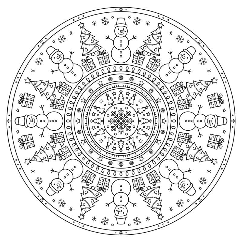 Coloriage Mandala Bonhommes De Neige Mandalas