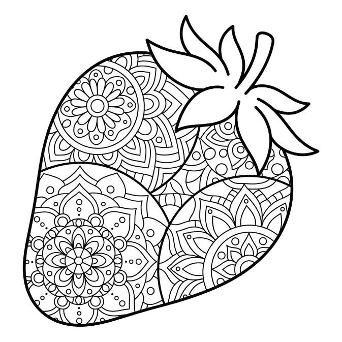 Coloriage Mandala: Bonne fraise Mandalas