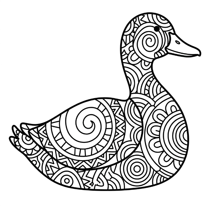 Coloriage Mandala: Canard à motifs tribaux Mandalas