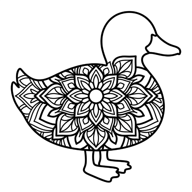 Coloriage Mandala: Canard basique Mandalas