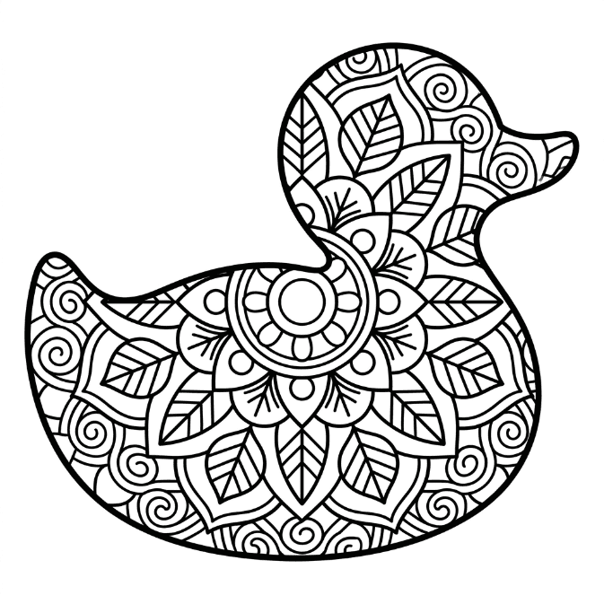 Coloriage Mandala: Canard facile Mandalas