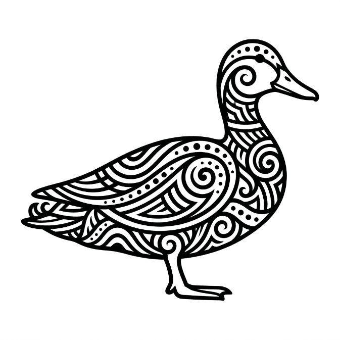 Coloriage Mandala: Canard minimaliste Mandalas