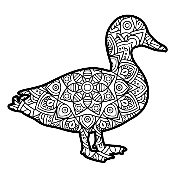 Coloriage Mandala: Canard pour adultes Mandalas