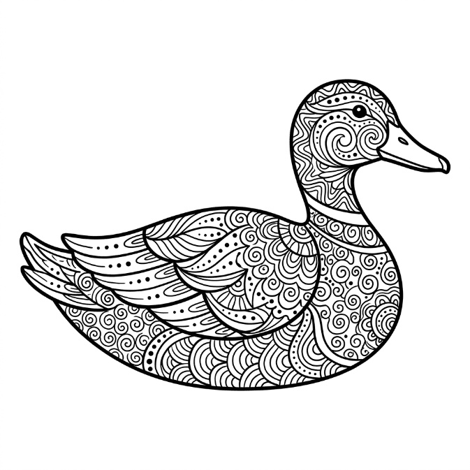 Coloriage Mandala: Canard zentangle Mandalas