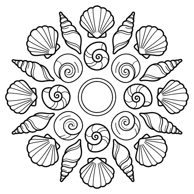Coloriage Mandala: Coquillages gratuit Mandalas