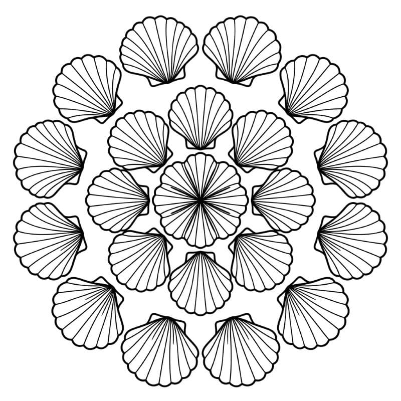 Coloriage Mandala: Coquilles Saint-Jacques Mandalas