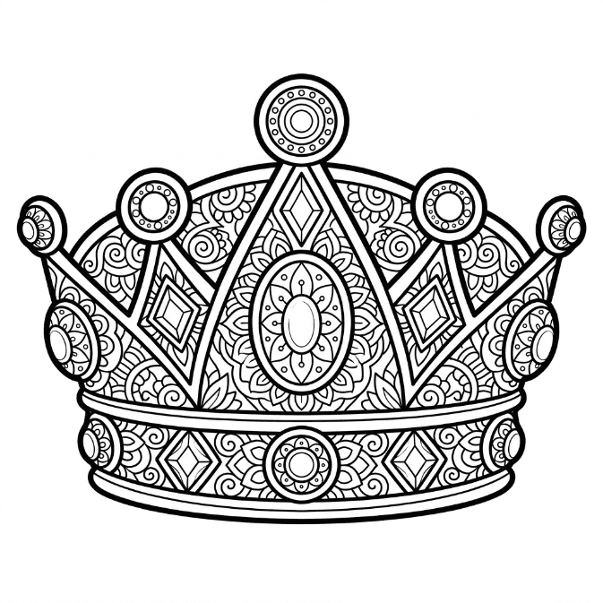 Coloriage Mandala: Couronne de joyaux Mandalas