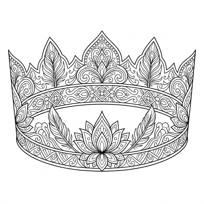 Coloriage Mandala: Couronne de style bohème Mandalas
