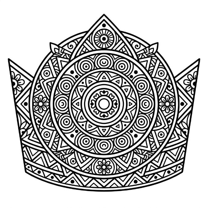 Coloriage Mandala: Couronne ethnique Mandalas