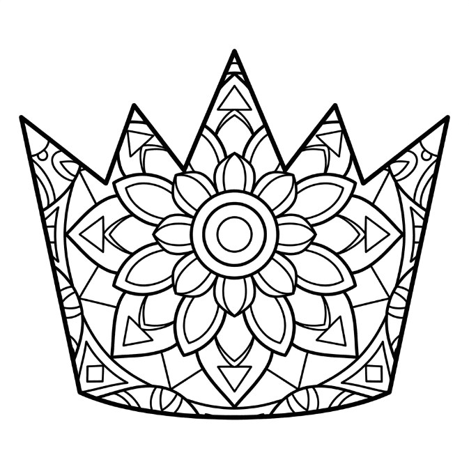 Coloriage Mandala: Couronne facile Mandalas