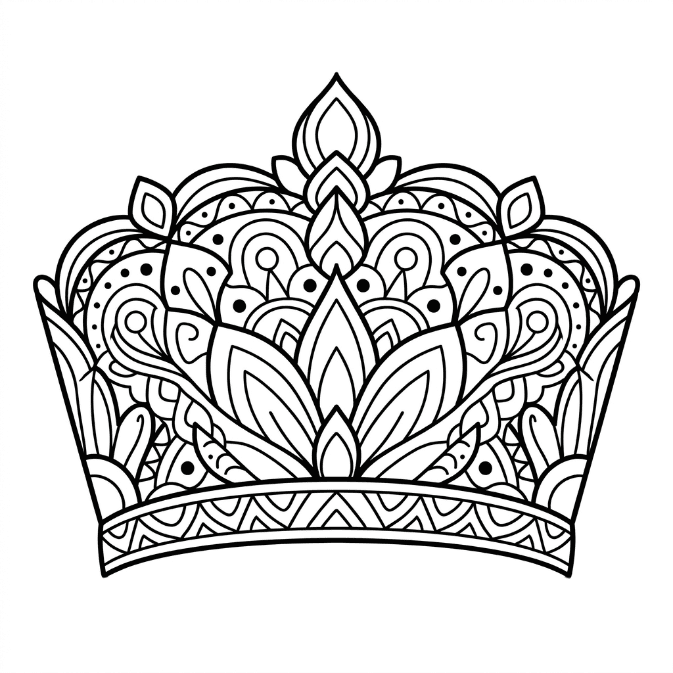 Coloriage Mandala: Couronne magnifique Mandalas