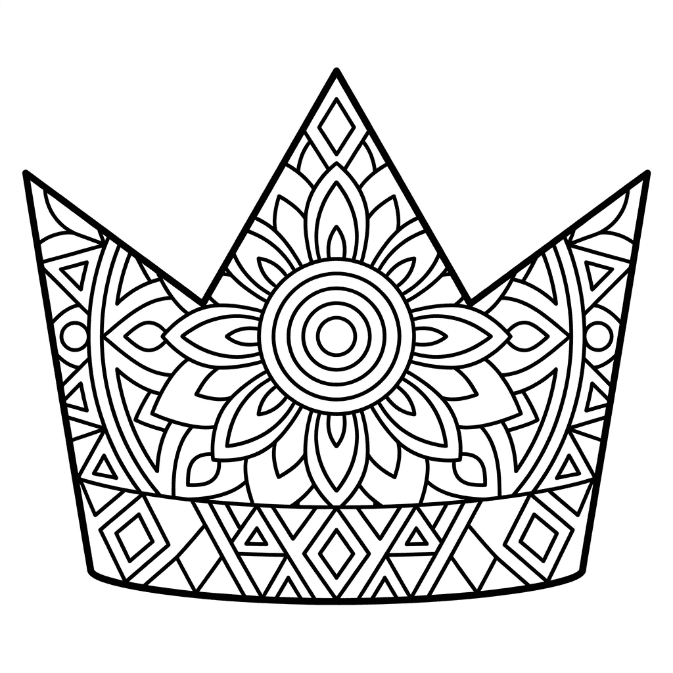 Coloriage Mandala: Couronne minimaliste Mandalas