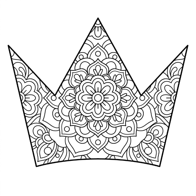 Coloriage Mandala: Couronne à motifs floraux Mandalas
