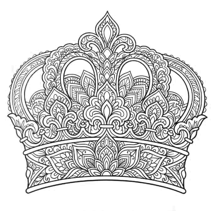 Coloriage Mandala: Couronne à motifs ornementaux Mandalas