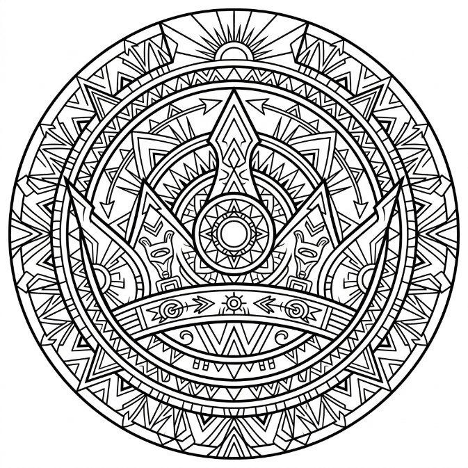 Coloriage Mandala: Couronne à motifs tribaux Mandalas