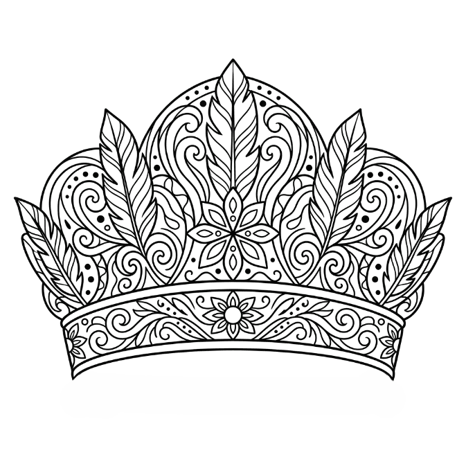 Coloriage Mandala: Couronne à plumes Mandalas